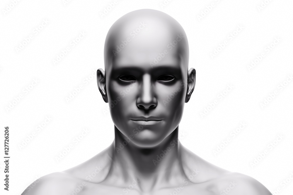 Generic human man face, front view. Futuristic #1 Photograph by