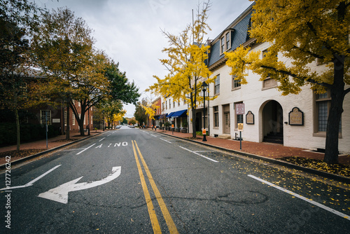 Fototapeta Naklejka Na Ścianę i Meble -  Autumn color along Federal Street, in Easton, Maryland.
