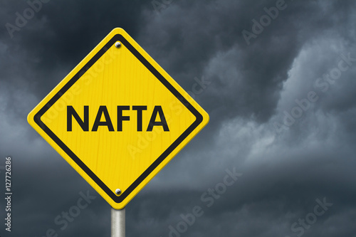 North American Free Trade Agreement yellow warning road sign