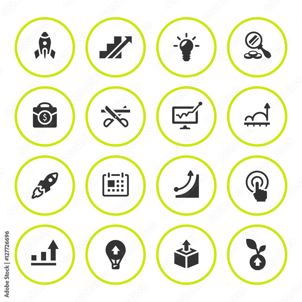 Set round icons of start-up Set round icons of start-up