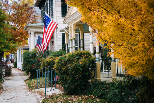 Autumn color and house in Easton, Maryland. photo