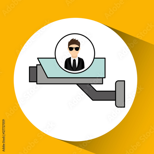 man cartoon digital technology security surveillance camera vector illustration eps 10
