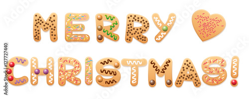 MERRY CHRISTMAS - written with christmas cookies letters.