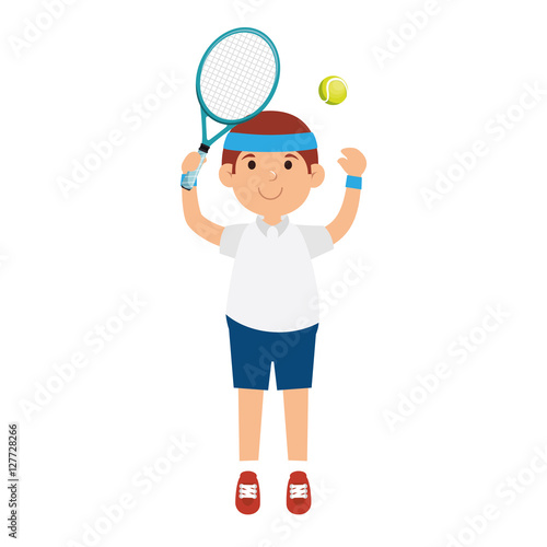 tennis player character icon vector illustration design