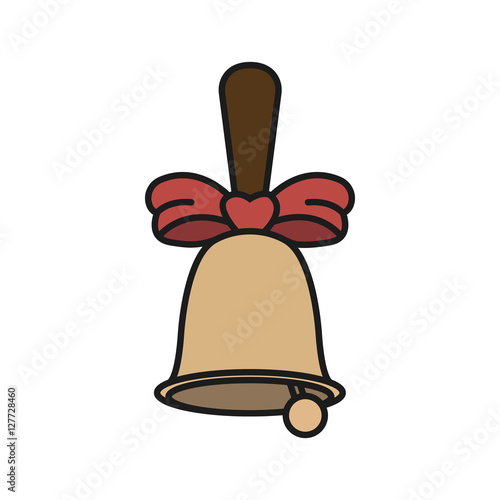 School bell with bow color icon