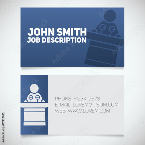 Business card print template with conference speaker logo
