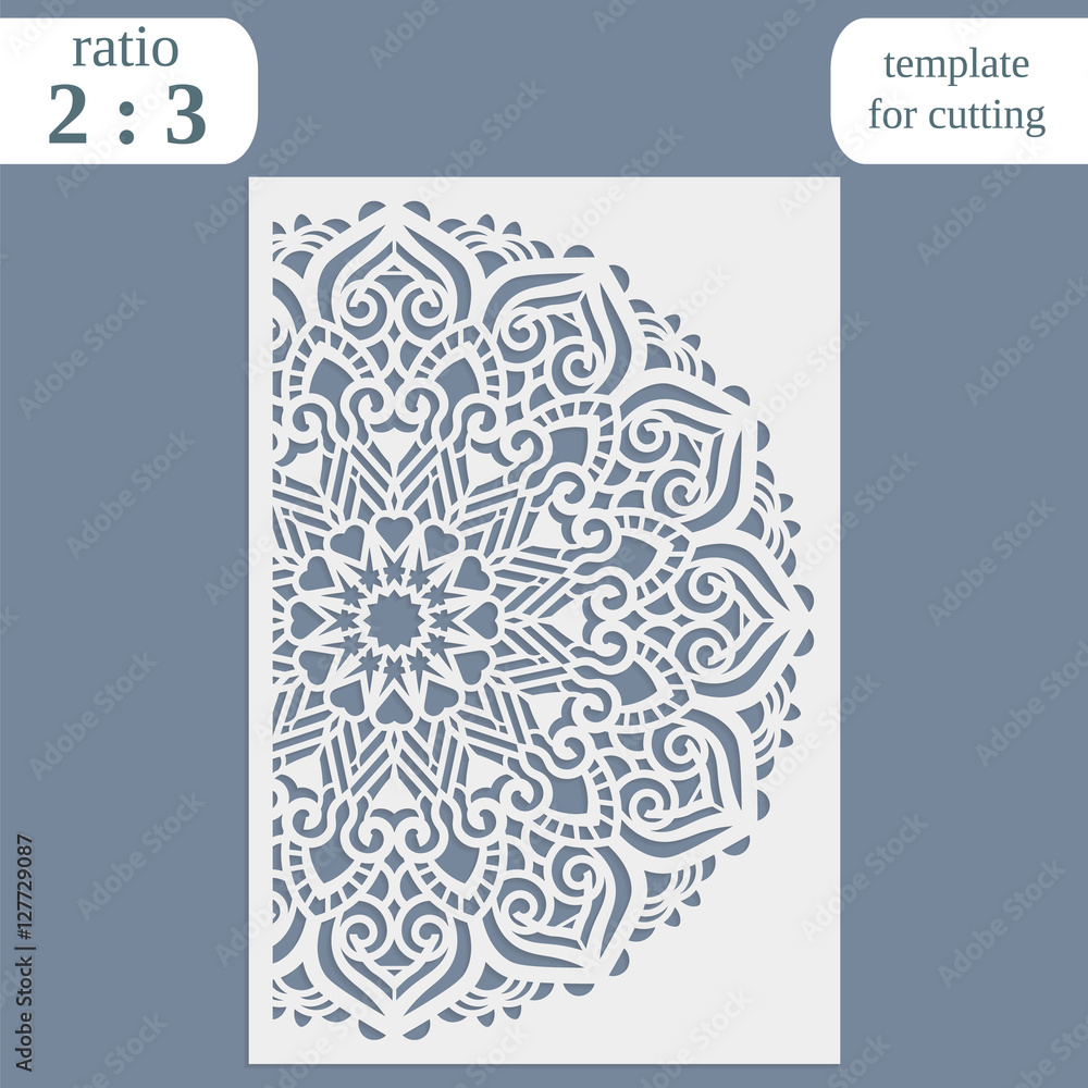 Laser cut wedding card template, paper openwork greeting card, template ...