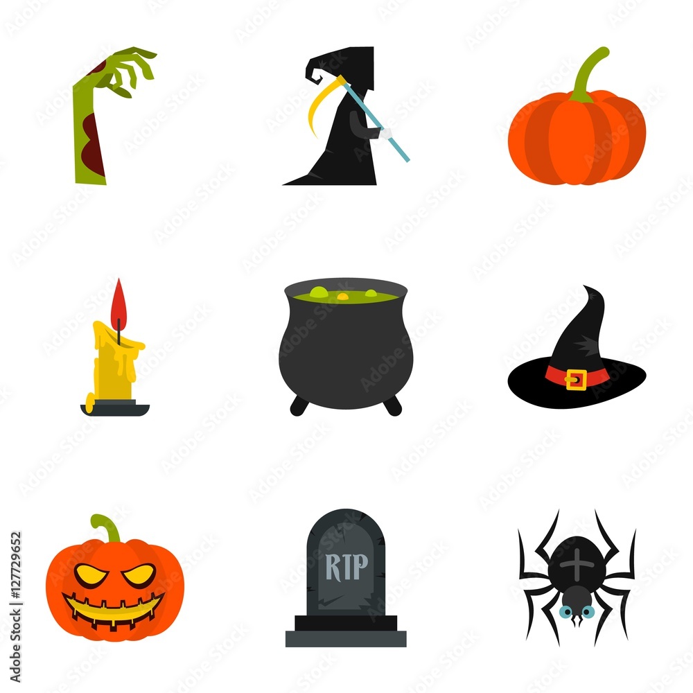 All saints day icons set. Flat illustration of 9 all saints day vector