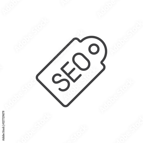 SEO tag line icon, outline vector sign, linear pictogram isolated on white. logo illustration
