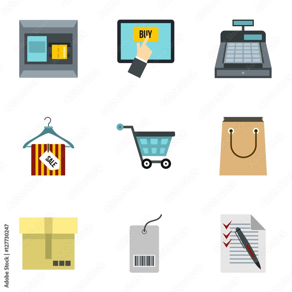 Shopping icons set. Flat illustration of 9 shopping vector icons for web Shopping icons set. Flat illustration of 9 shopping vector icons for web