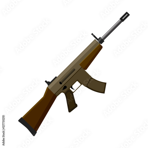 Military assault rifle icon in cartoon style isolated on white background. Military and army symbol stock vector illustration