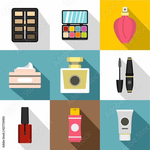 Wallpaper Mural Beauty icons set. Flat illustration of 9 beauty vector icons for web Torontodigital.ca