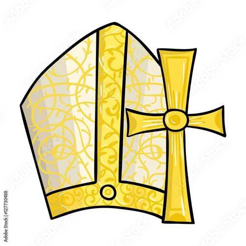 Vatican symbols icon in cartoon style isolated on white background. Italy country symbol stock vector illustration.