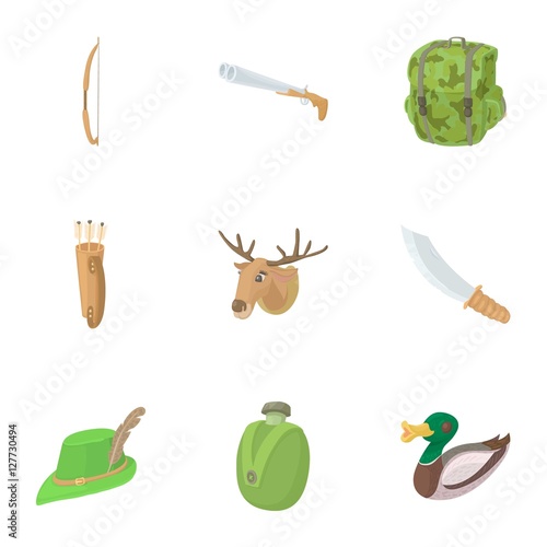 Shooting at animals icons set. Cartoon illustration of 9 shooting at animals vector icons for web