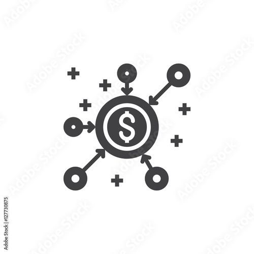 crowd funding icon vector, filled flat sign, solid pictogram isolated on white, logo illustration