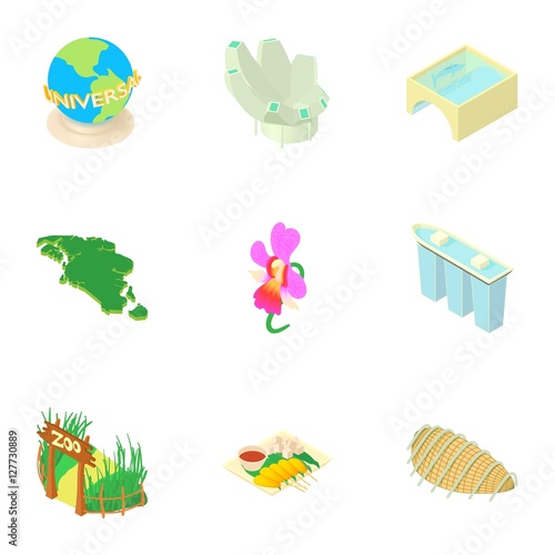 Holiday in Singapore icons set. Cartoon illustration of 9 holiday in Singapore vector icons for web