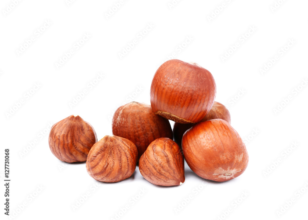 Group hazelnuts isolated on white background Group hazelnuts isolated on white background