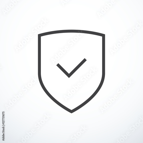 Shield and check mark icon. Shield and tick icon