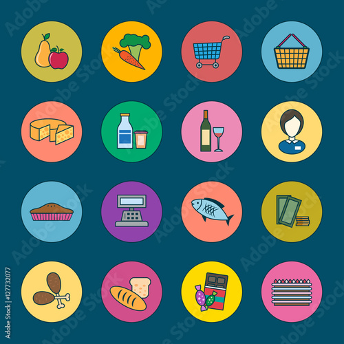 Food icons. Supermarket stuff. 