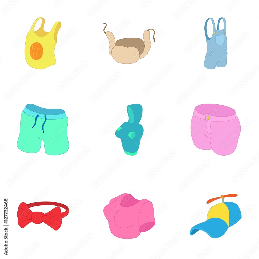 Kind of clothing icons set. Cartoon illustration of 9 kind of clothing vector icons for web