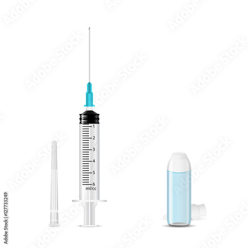 Medical syringe with opened ampoule