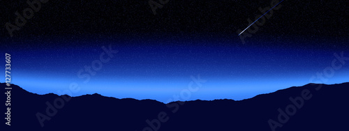 Night sky with silhouette moutain