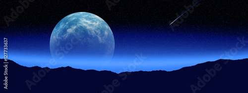 Night sky with silhouette moutain