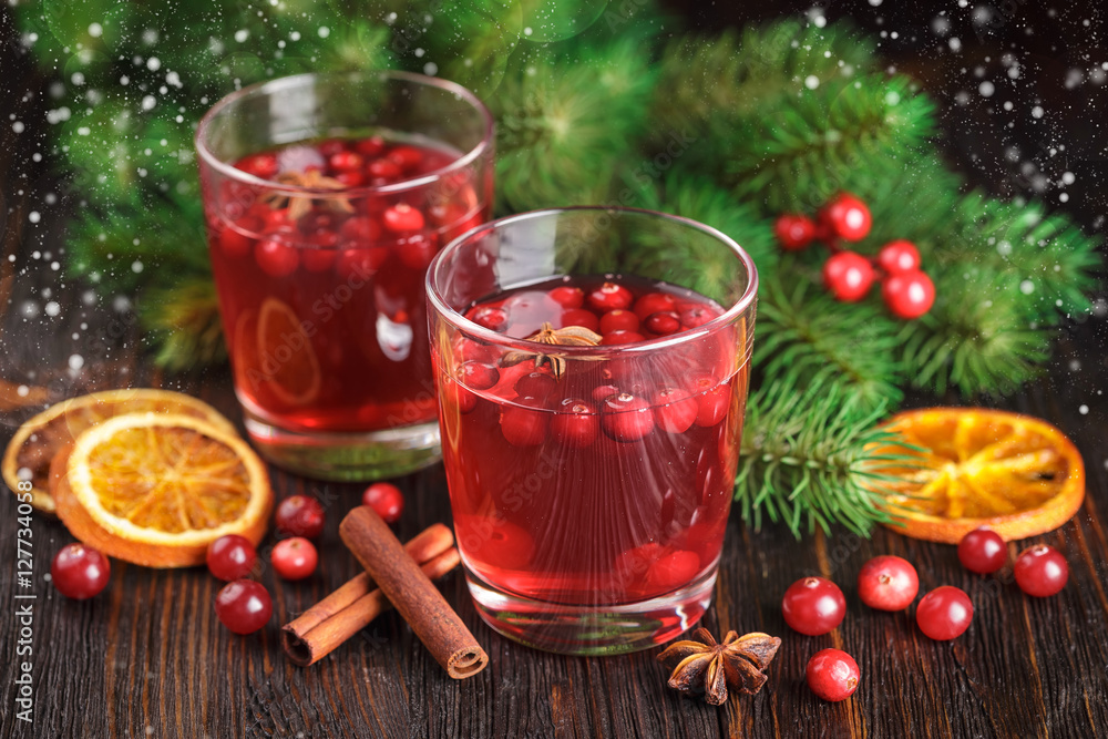 Glasses of fresh cranberry drink. Glasses of fresh cranberry drink.