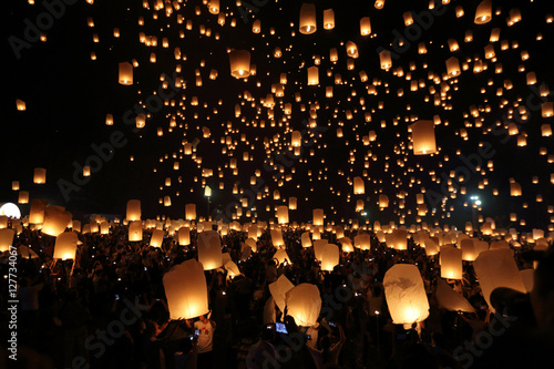 Floating lantern festival in Thailand