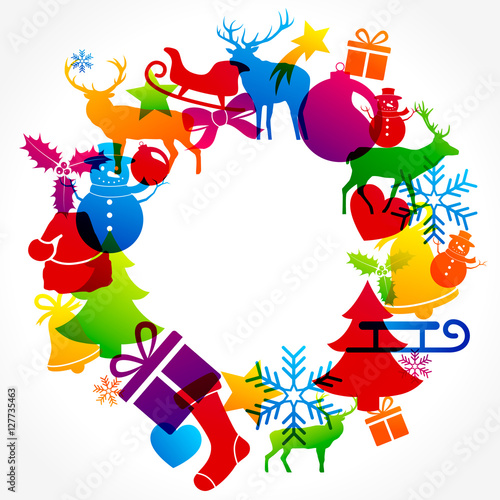 Colorful Christmas wreath background
