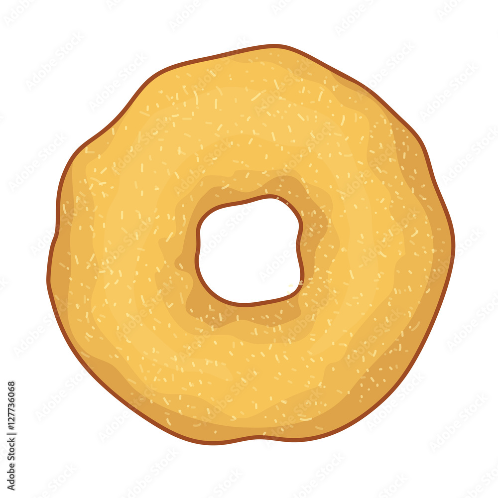 Simple donut without glazed sprinkles and frosting cream isolated on white background. Sweet tasty icing sugar doughnut. Donuts bakery cake vector icon illustration Simple donut without glazed sprinkles and frosting cream isolated on white background. Sweet tasty icing sugar doughnut. Donuts bakery cake vector icon illustration