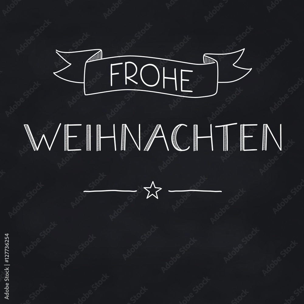 Fototapeta premium frohe weihnachten handgemalt auf tafel mit textfreiraum