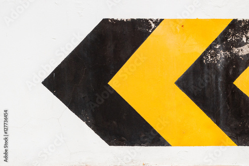 Ascent Parking with yellow arrow, Yellow and black warning sign painted on non-slip metal plate - Traffic symbol background