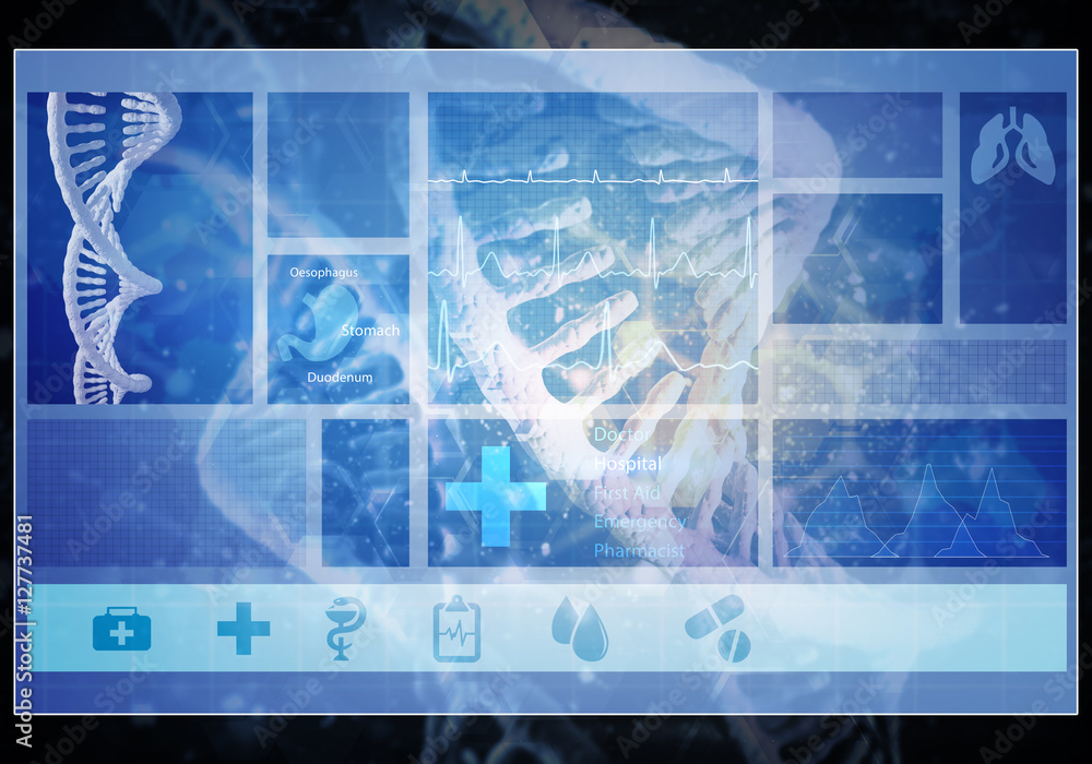 Medicine user interface, 3D rendering Medicine user interface, 3D rendering
