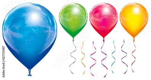 Balloon and Ribbon Isolated Graphics