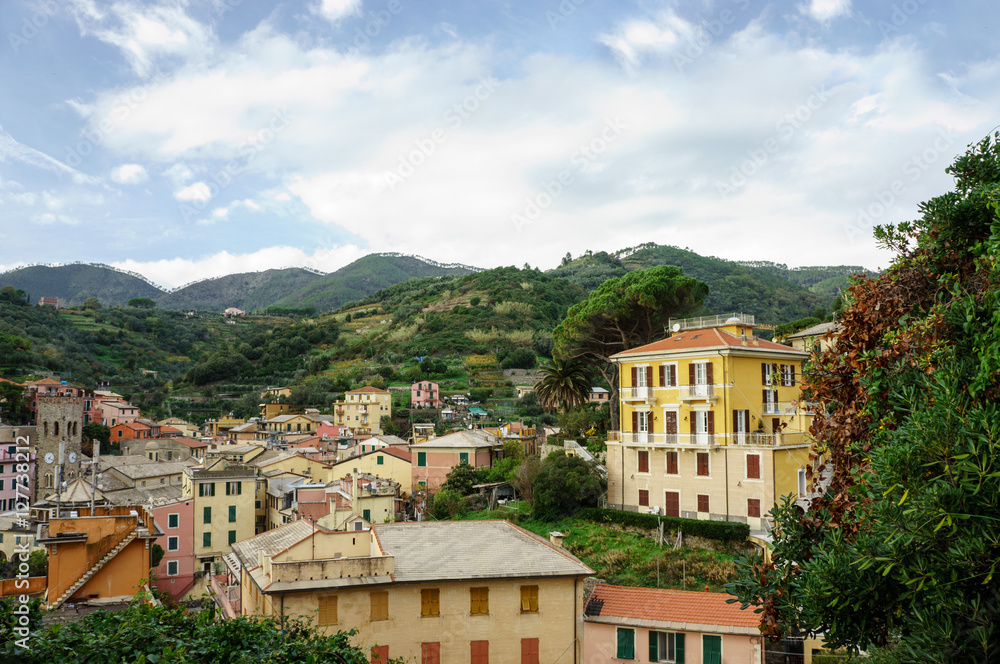 The Cinque Terre: five villages: Monterosso al Mare, Vernazza, Corniglia, Manarola, and Riomaggiore