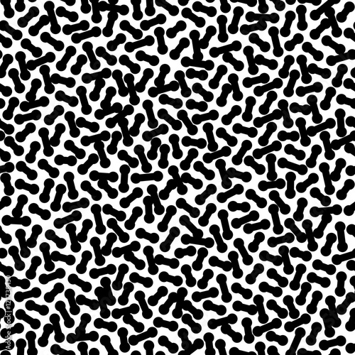Vector monochrome seamless pattern. Black & white endless abstract background. Simple illustration of microbes, bacteria, pills. Minimalist repeat texture for prints, decoration, digital, textile, web