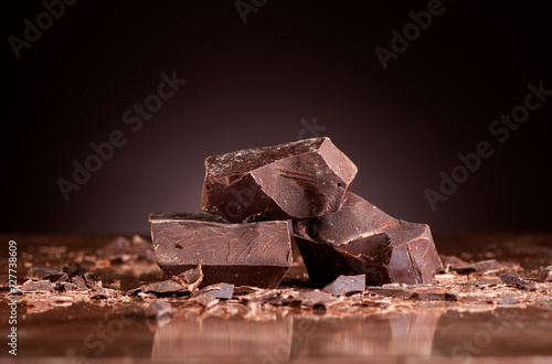 Chocolate on a dark marble background