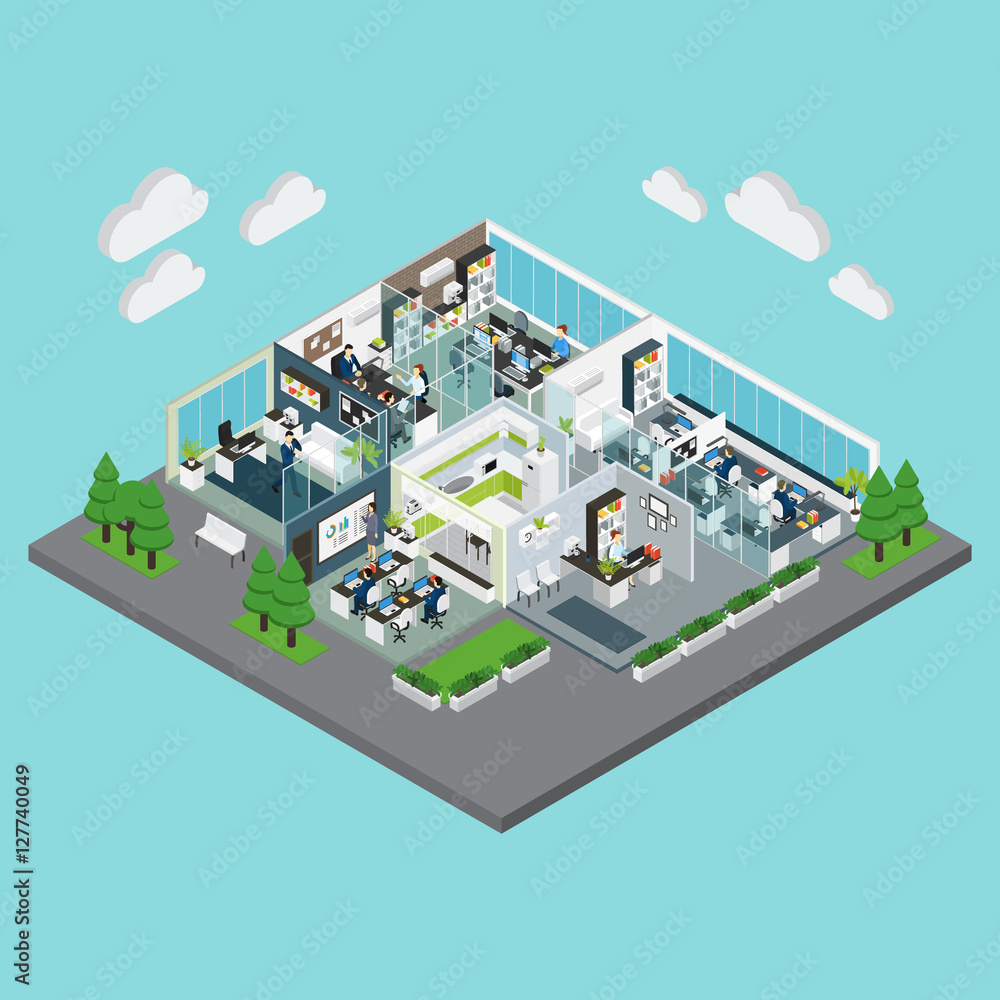 Fototapeta premium Office Isometric Composition