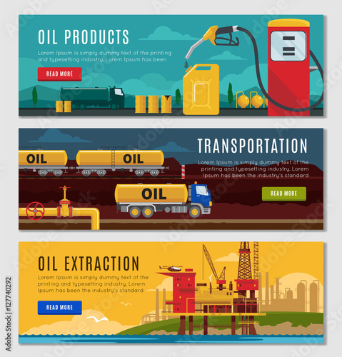 Petroleum Industry Horizontal Banners Set