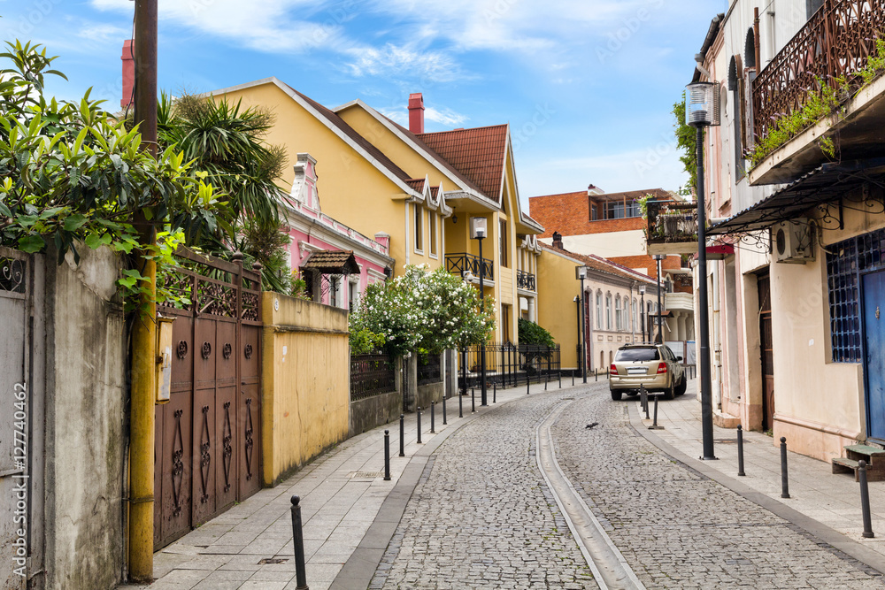 The narrow street of the old town. The old town is full of quiet streets with family hotels