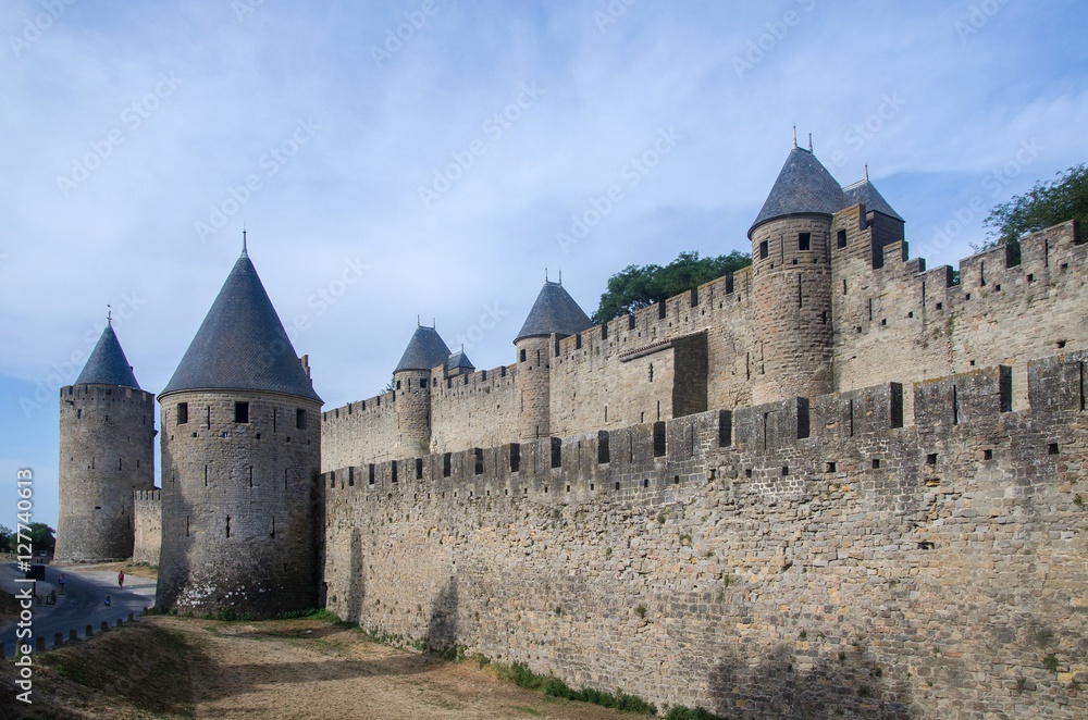 The famous ramparts of the medieval city of Carcassonne