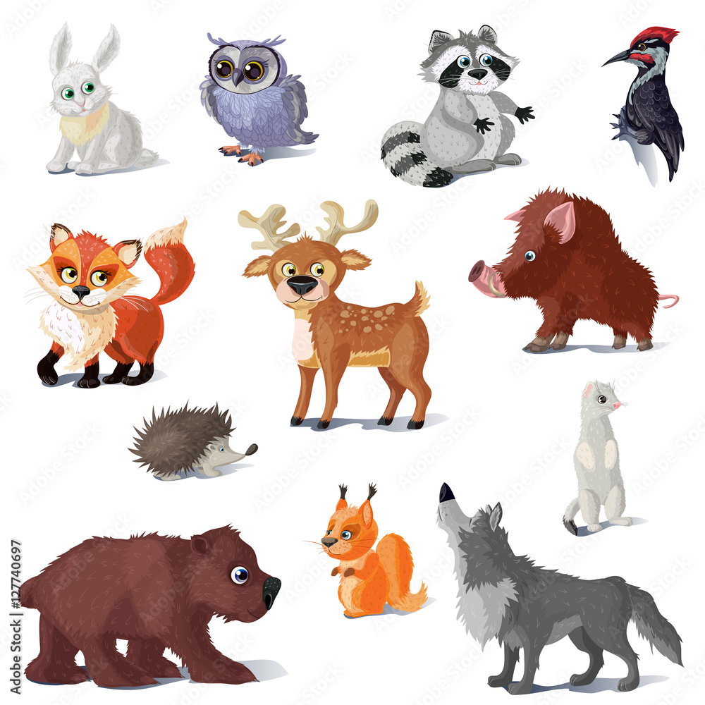 Cartoon Forest Animals Set