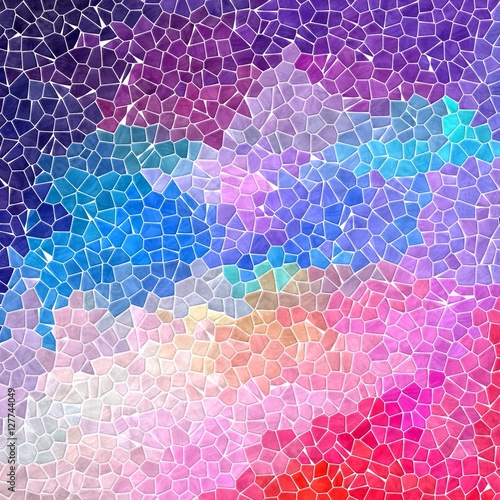 colorful pink, blue, purple and violet colored abstract marble irregular plastic stony mosaic pattern texture background with white grout - vibrant colors