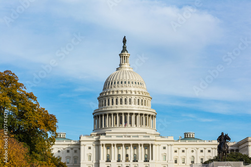 Daytime Landscape US Capitol Building Washington DC Grass Blue S © hunterbliss