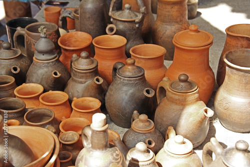Colorful traditional pottery.