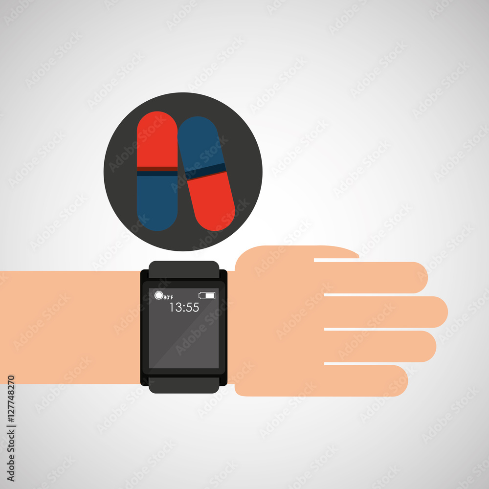 smart watch medical service pill medicine vector illustration eps 10 smart watch medical service pill medicine vector illustration eps 10