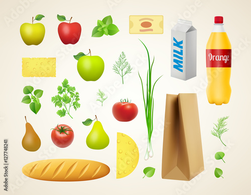 A set of vector different food products