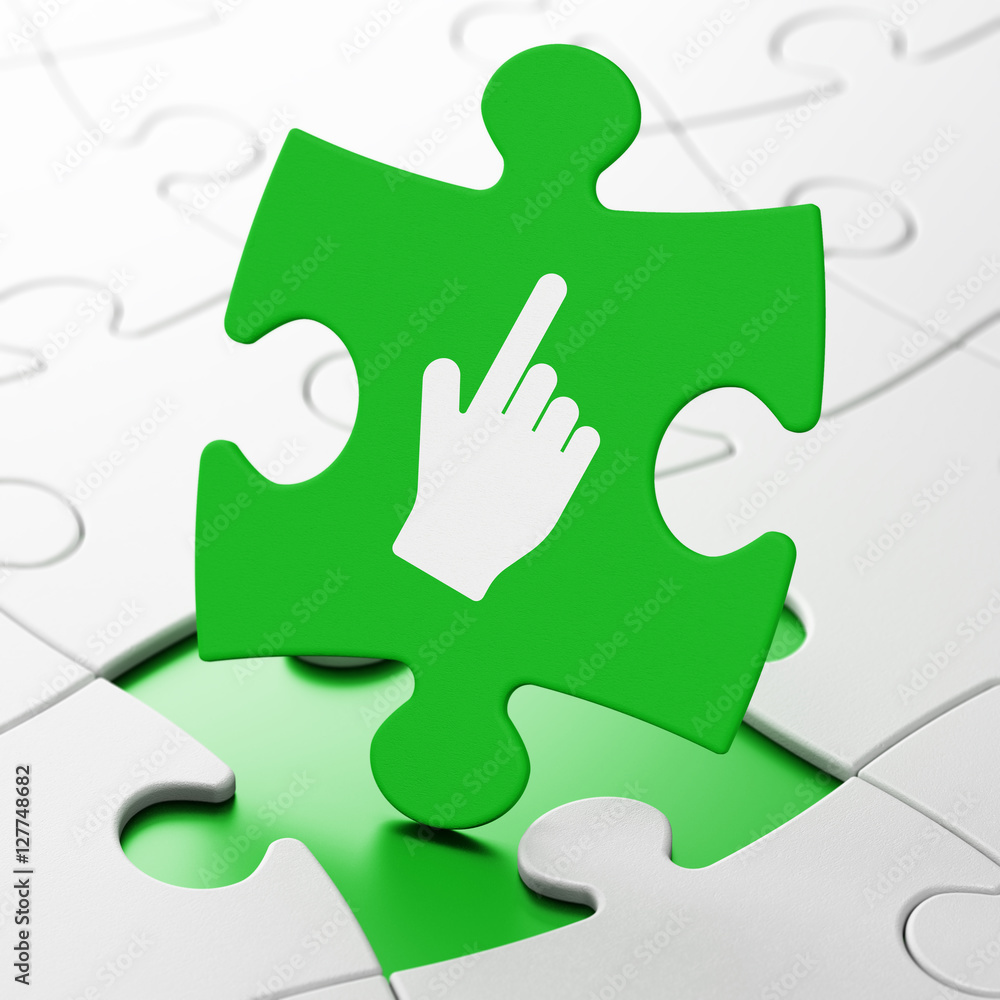 Web design concept: Mouse Cursor on puzzle background Web design concept: Mouse Cursor on puzzle background