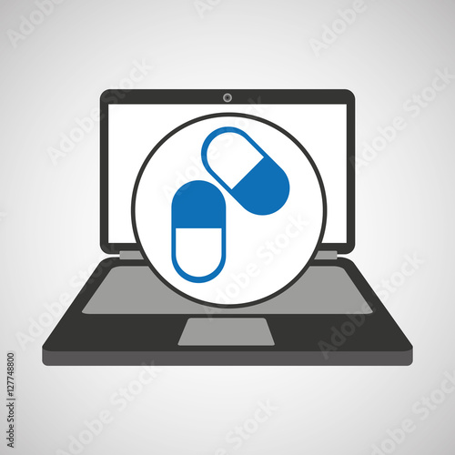 notebook pc service medical grugs and pills vector illustration eps 10